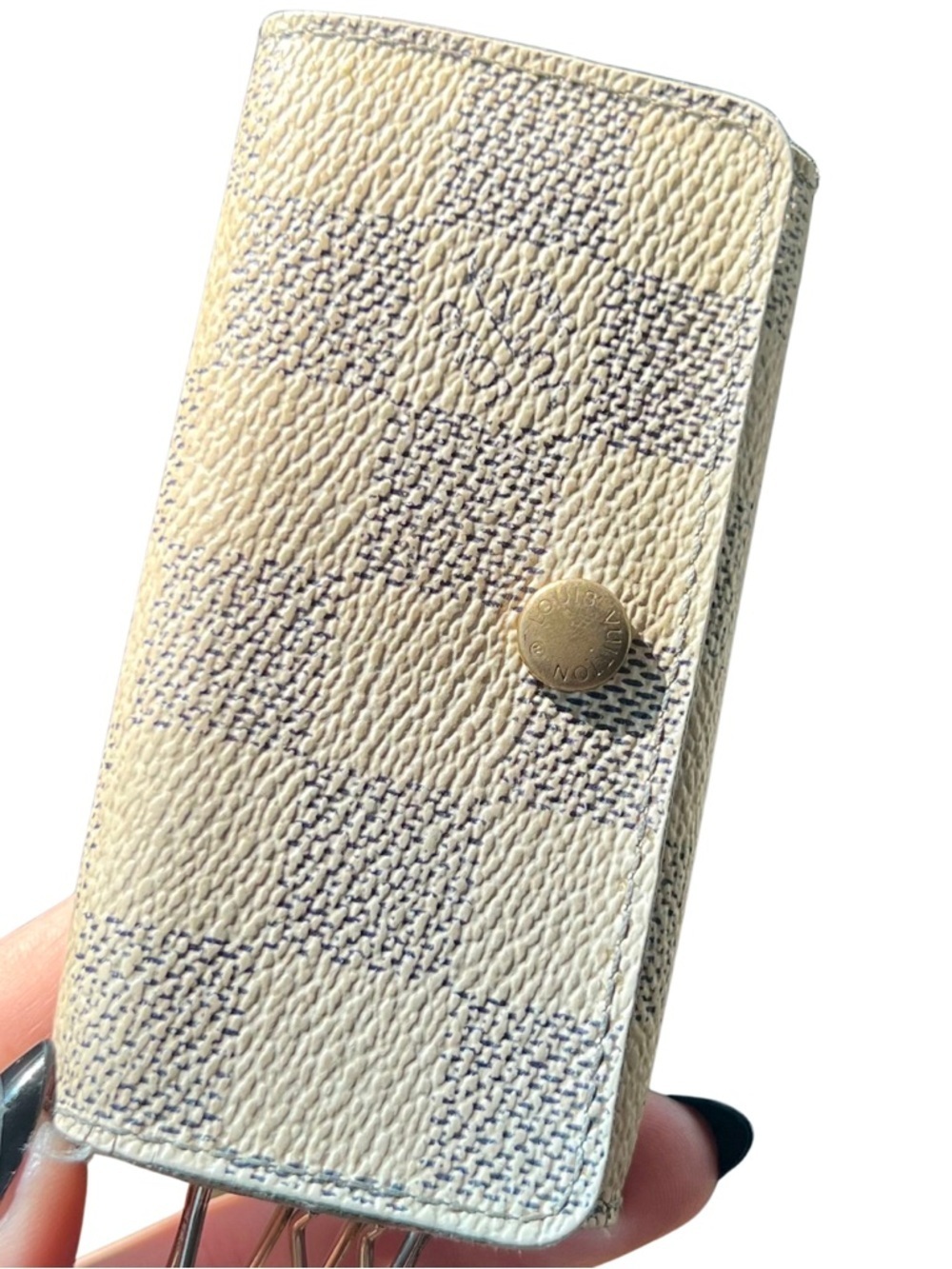 Louis Vuitton Damier Azur 4 Key Holder Multicles 4 Wallet Made in France